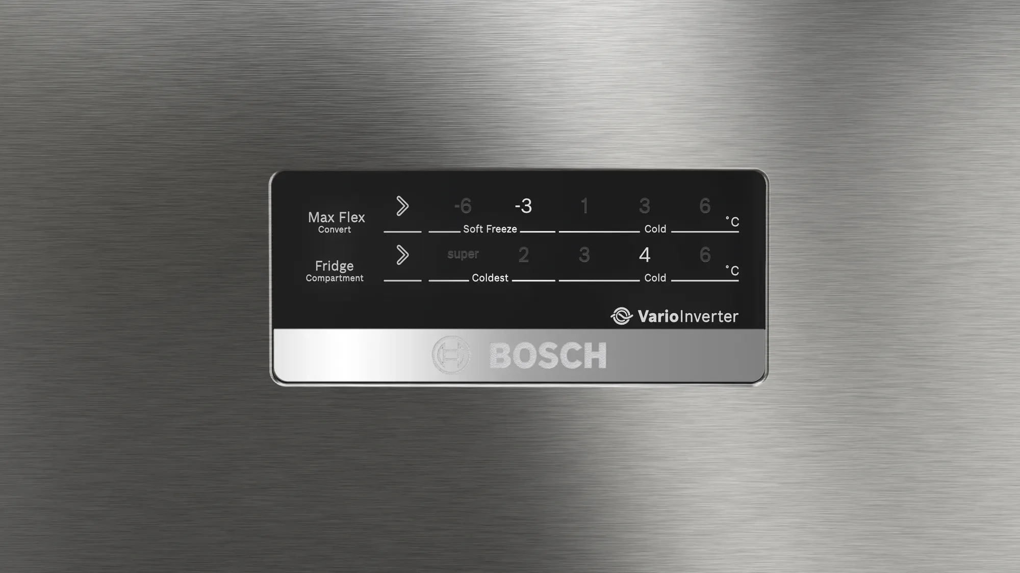 BOSCH Serie 6 CMC36S05NI 364 Litres Frost Free Vario Inverter Triple Door Refrigerator Sparkly Steel