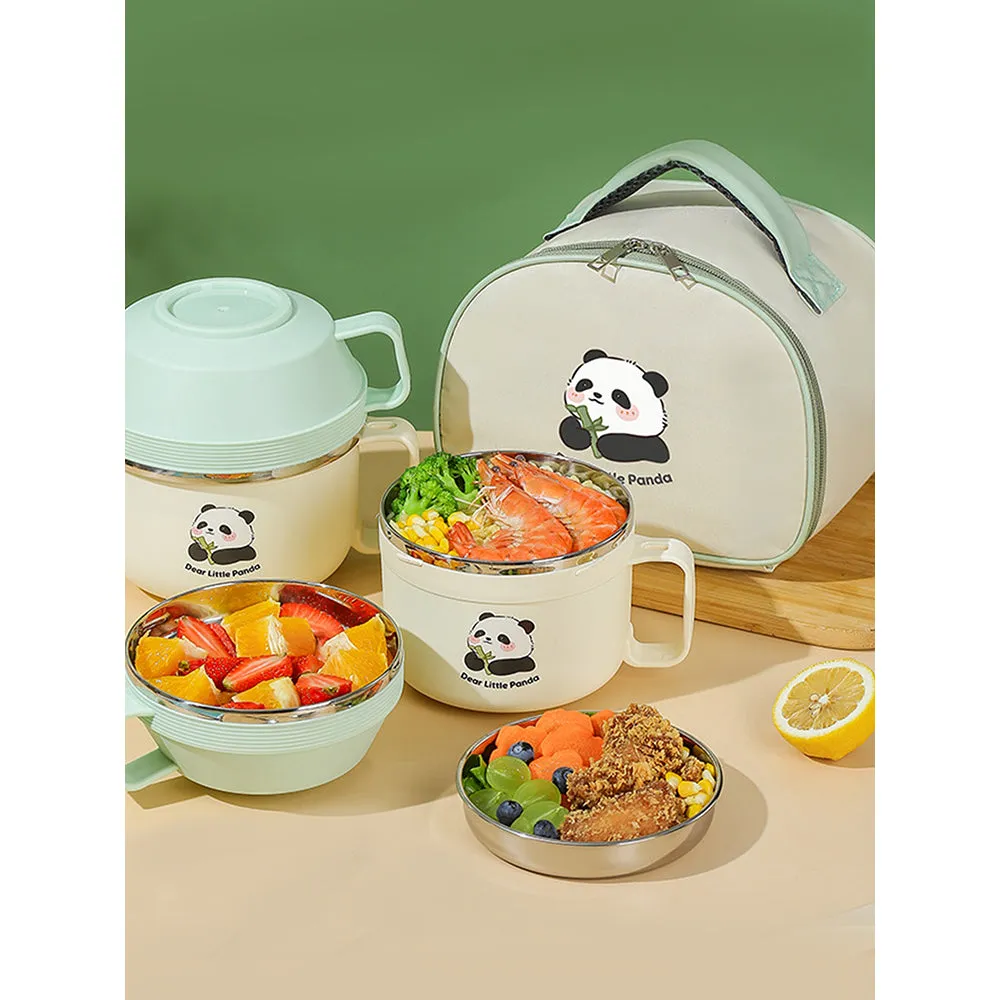 Little Surprise Box Happy Panda ,Dual Handle Soup and Noodles Lunch Box with matching Cover